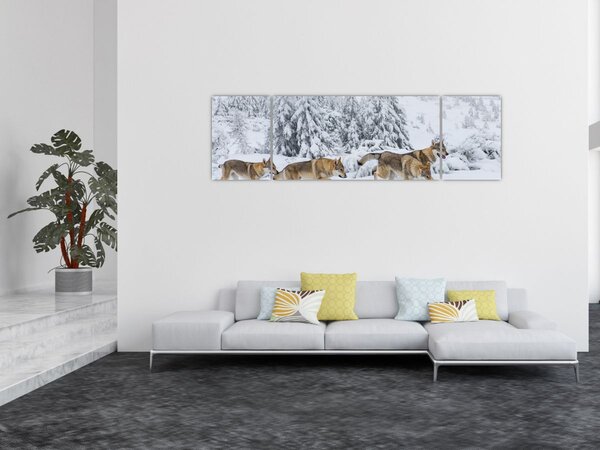Obraz - Wilki w górach (170x50 cm)