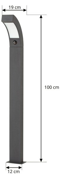 Słupek oświetleniowy LED Lucande Lennik, czujnik, 100 cm, antracytowy LENNIK, czarny, aluminium, nowoczesny