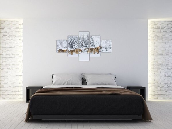 Obraz - Wilki w górach (125x70 cm)