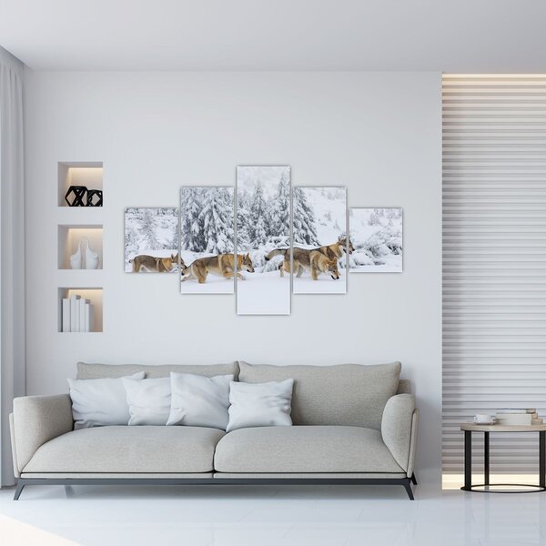 Obraz - Wilki w górach (125x70 cm)