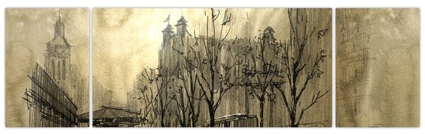 Obraz - Szkic miasta (170x50 cm)