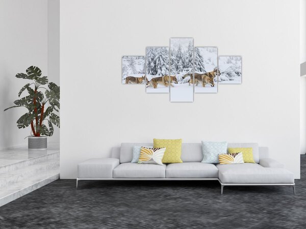 Obraz - Wilki w górach (125x70 cm)