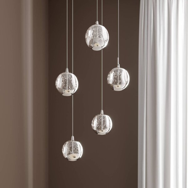 Lampa wisząca szklana Hayley Lucande, przezroczysty / transparentny, salon / jadalnia, szkło, nowoczesny