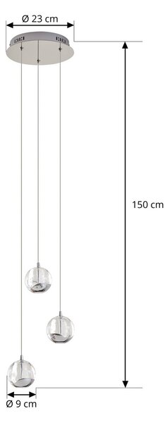 Lampa wisząca szklana Hayley Lucande, przezroczysty / transparentny, salon / jadalnia, szkło, nowoczesny