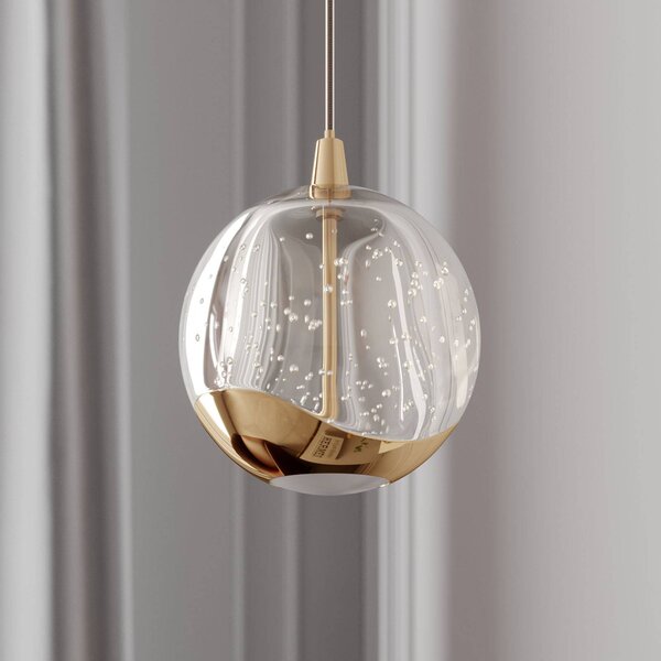 Lampa wisząca szklana Hayley Lucande, przezroczysty / transparentny, salon / jadalnia, szkło, nowoczesny