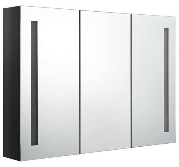 Szafka łazienkowa z lustrem i LED, 89x14x62 cm, lśniąca czerń