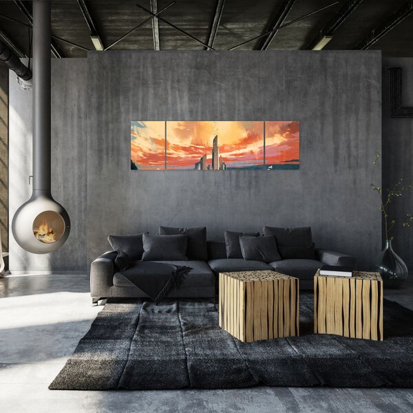 Obraz - Malowane miasto (170x50 cm)
