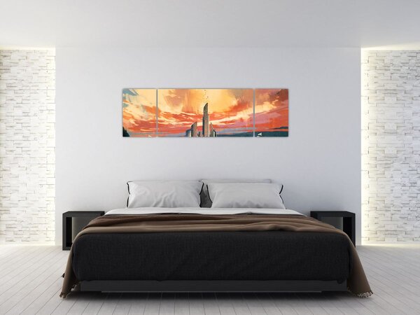 Obraz - Malowane miasto (170x50 cm)