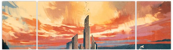 Obraz - Malowane miasto (170x50 cm)