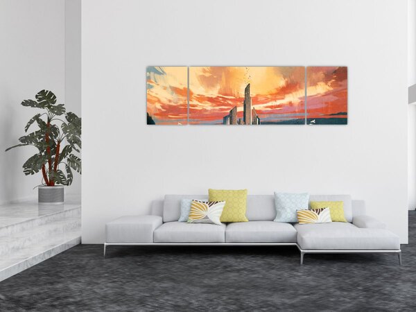 Obraz - Malowane miasto (170x50 cm)