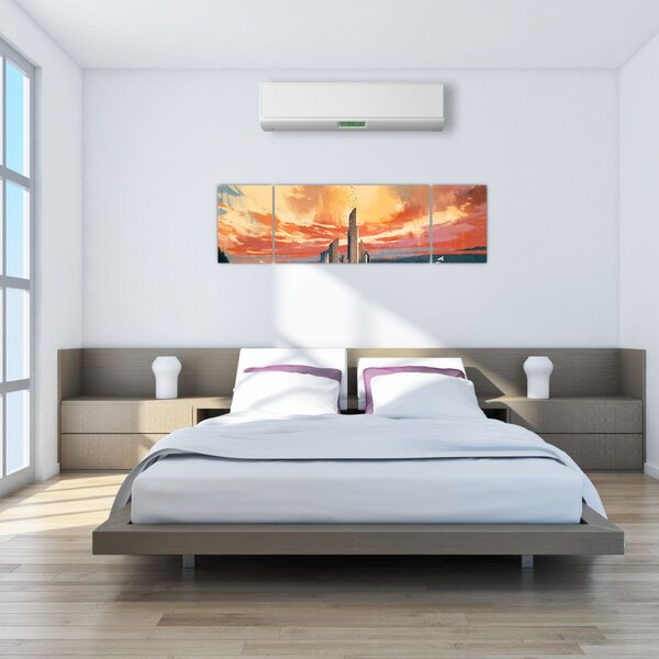Obraz - Malowane miasto (170x50 cm)