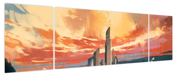 Obraz - Malowane miasto (170x50 cm)