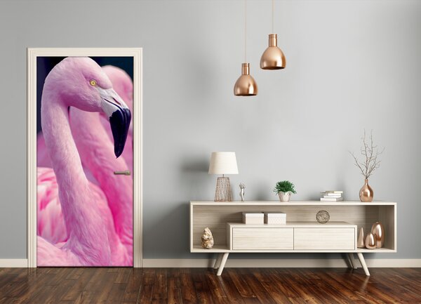 Naklejka samoprzylepna na drzwi Flamingi