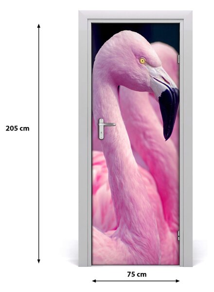 Naklejka samoprzylepna na drzwi Flamingi