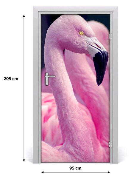 Naklejka samoprzylepna na drzwi Flamingi