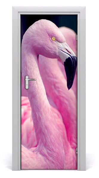 Naklejka samoprzylepna na drzwi Flamingi
