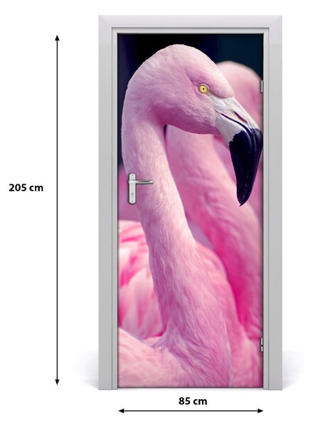 Naklejka samoprzylepna na drzwi Flamingi
