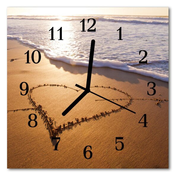 Zegar ścienny kwadrat Serce na plaży