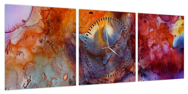 Obraz - Abstrakcyjna sztuka tuszu (z zegarem) (90x30 cm)
