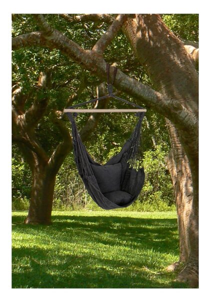 Czarny tapicerowany wiszący fotel ogrodowy Tobago – Garden Pleasure