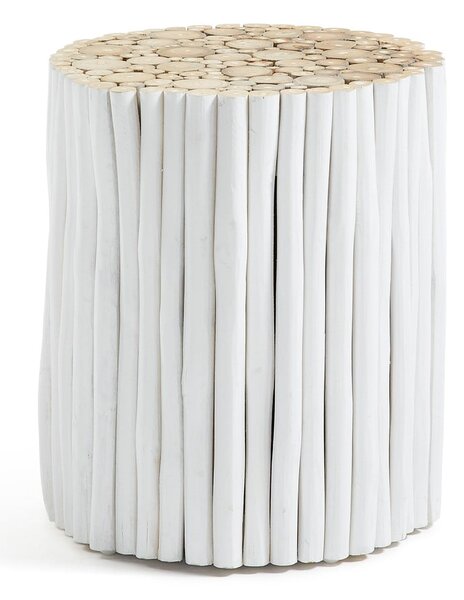 Biały stolik z drewna tekowego Kave Home Filippo, ⌀ 35 cm