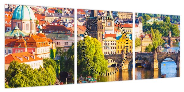 Obraz - Praga II. (z zegarem) (90x30 cm)
