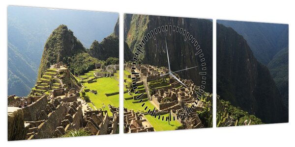 Obraz - Machu Picchu (z zegarem) (90x30 cm)