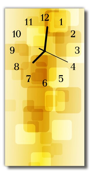 Zegar Szklany Pionowy Sztuka Złote prostokąty żółty