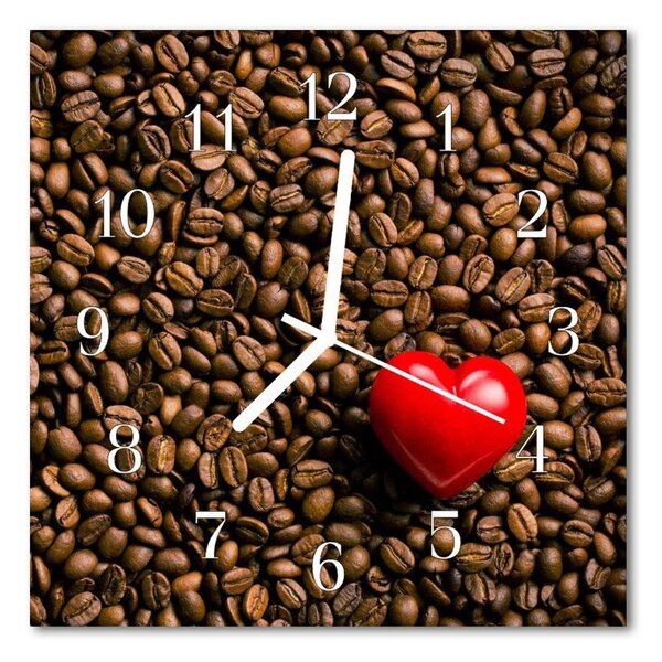 Zegar szklany kwadratowy Ziarna kawy