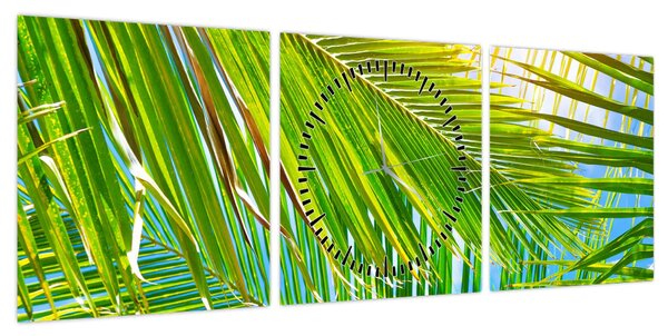 Obraz - Liście palmowe (z zegarem) (90x30 cm)