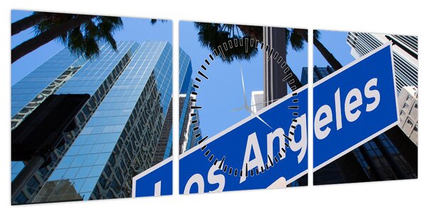 Obraz - Los Angeles (z zegarem) (90x30 cm)