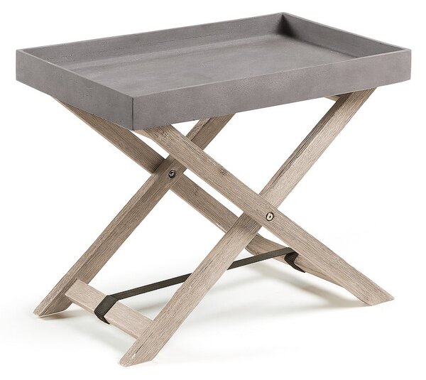 Szary stolik składany z drewna akacjowego Kave Home Stahl
