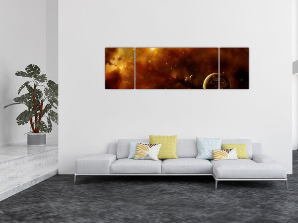 Obraz - Planety z mgławicą (170x50 cm)