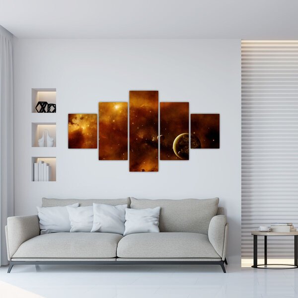 Obraz - Planety z mgławicą (125x70 cm)