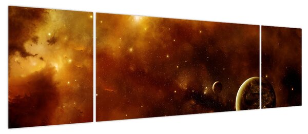 Obraz - Planety z mgławicą (170x50 cm)