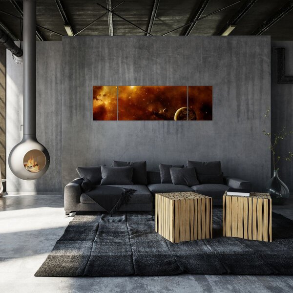 Obraz - Planety z mgławicą (170x50 cm)