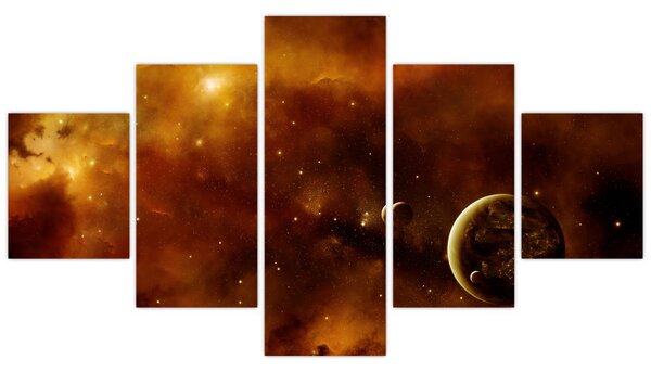 Obraz - Planety z mgławicą (125x70 cm)
