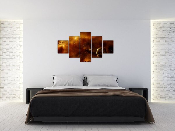 Obraz - Planety z mgławicą (125x70 cm)