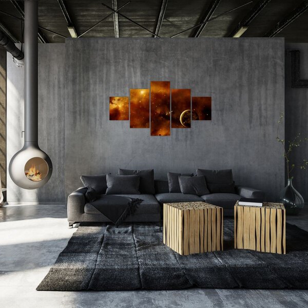 Obraz - Planety z mgławicą (125x70 cm)