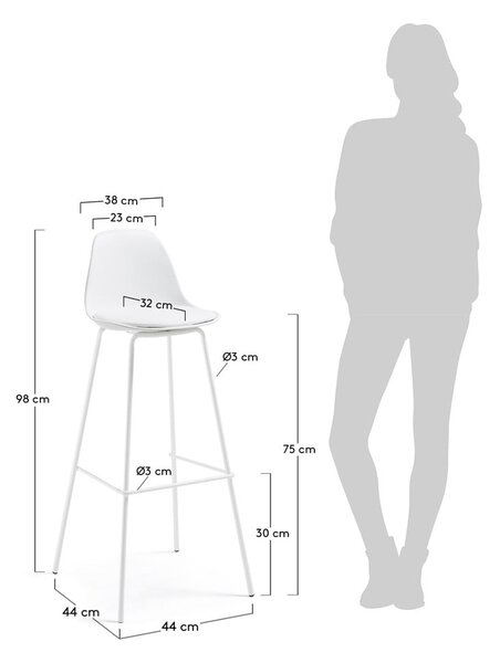 Biały hoker z imitacji skóry (wysokość siedziska 75 cm) Brighter – Kave Home