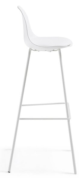 Biały hoker z imitacji skóry (wysokość siedziska 75 cm) Brighter – Kave Home