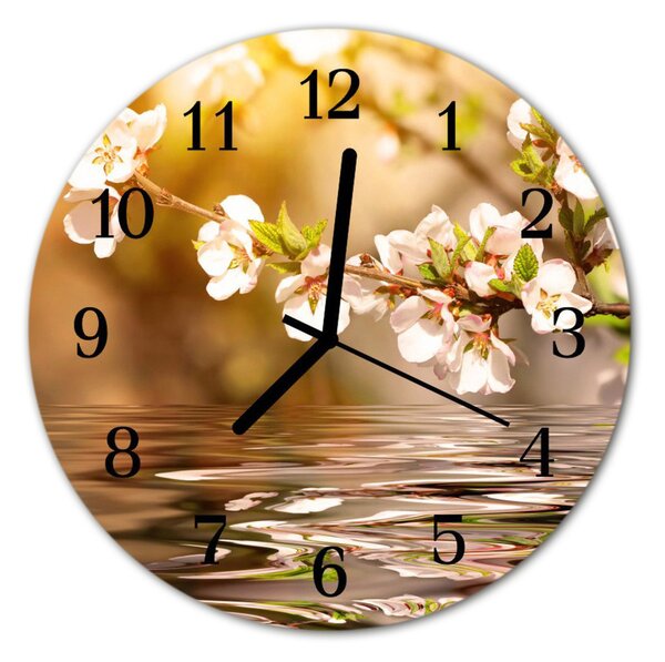 Zegar szklany okrągły Kwiaty
