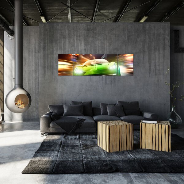 Obraz - Zielony samochód wyścigowy (170x50 cm)