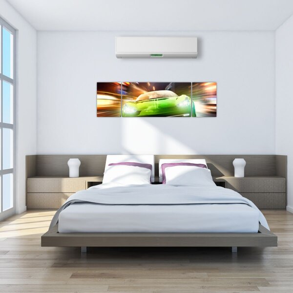 Obraz - Zielony samochód wyścigowy (170x50 cm)