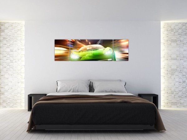 Obraz - Zielony samochód wyścigowy (170x50 cm)