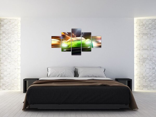 Obraz - Zielony samochód wyścigowy (125x70 cm)