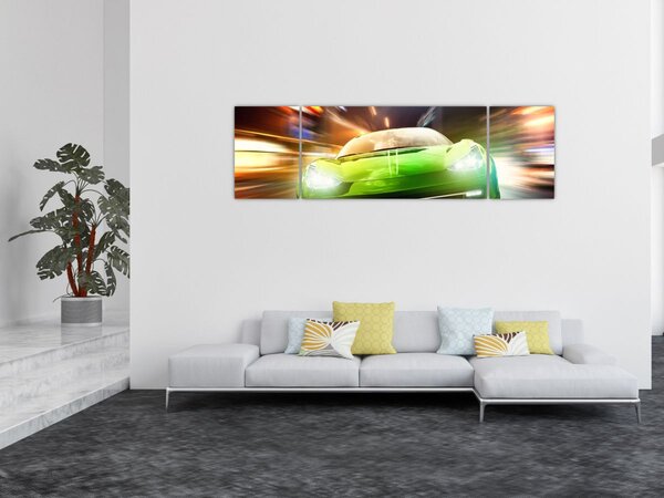 Obraz - Zielony samochód wyścigowy (170x50 cm)