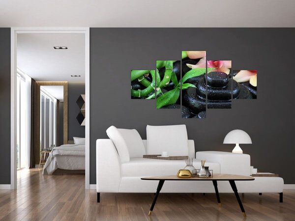 Obraz - Kamienie i orchidee (125x70 cm)