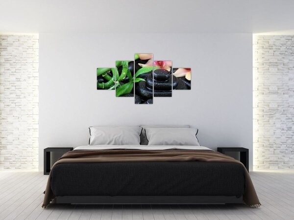 Obraz - Kamienie i orchidee (125x70 cm)