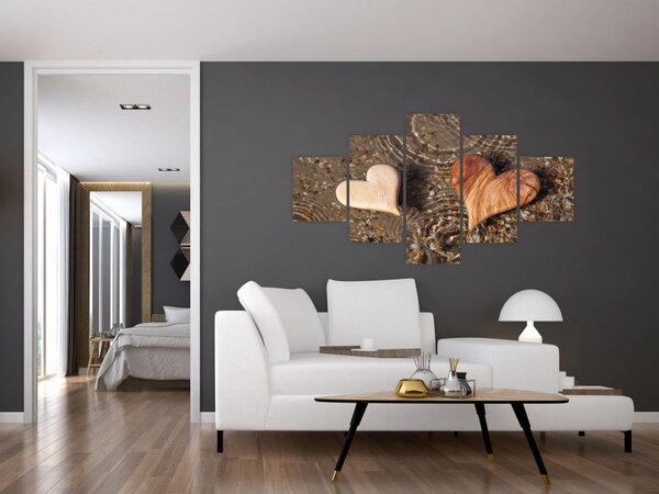 Obraz - Drewniane serca (125x70 cm)